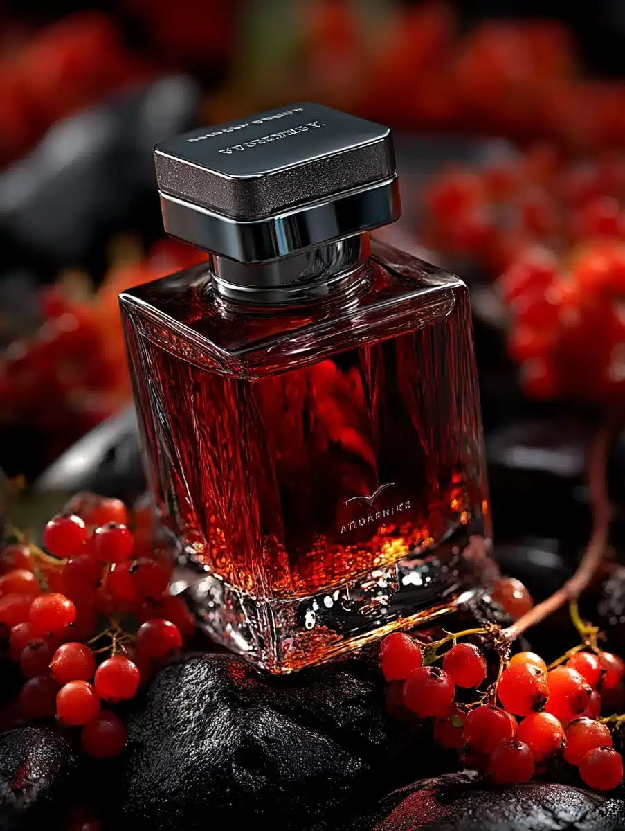 Perfume Bottle On Rocks