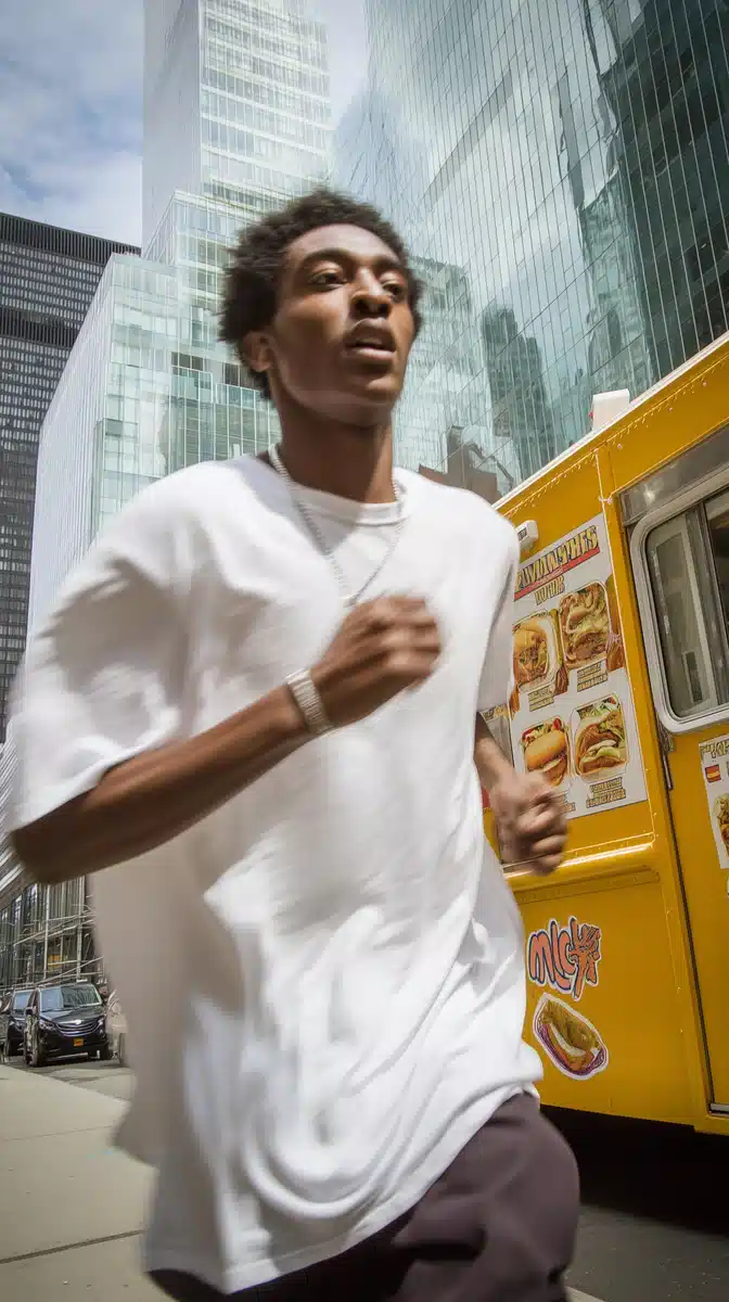 Urban Sprinting Black Man
