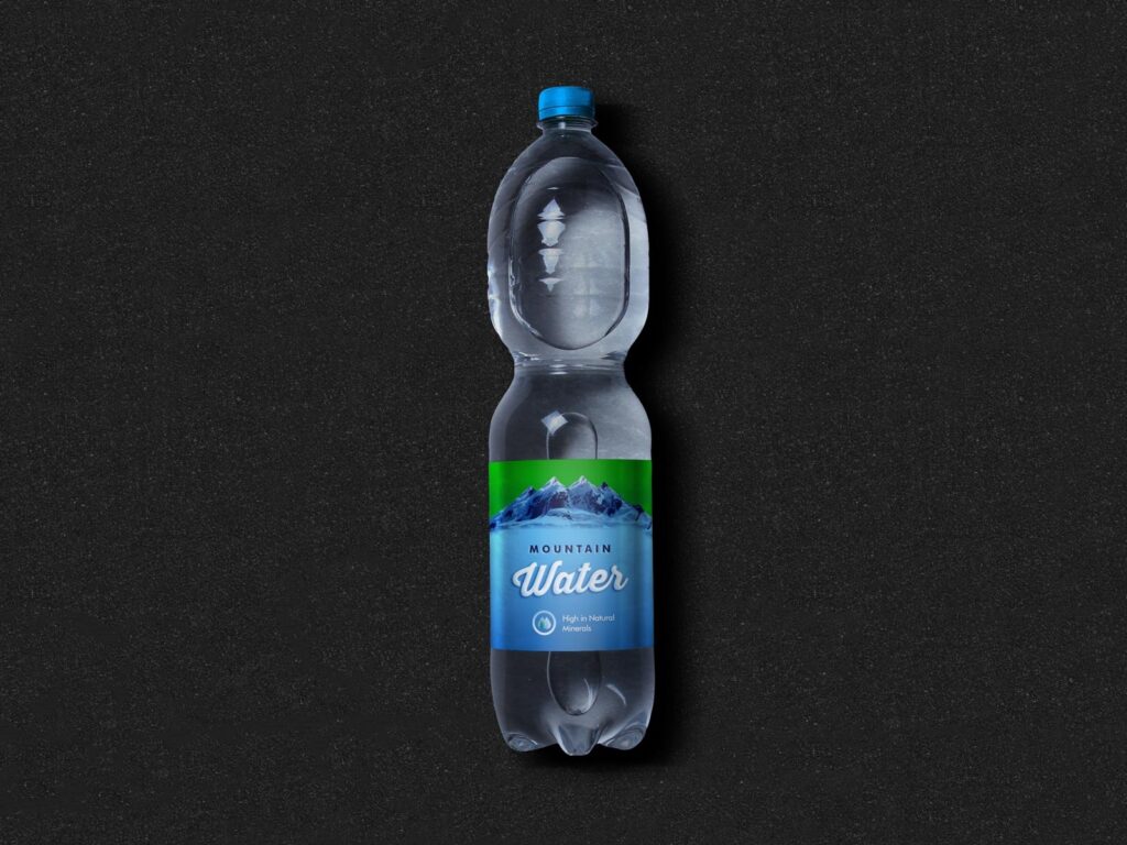 1-Liter Water Bottle Mockup Placed on the Surface in Top View