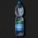 1-Liter Water Bottle Mockup Placed on the Surface in Top View
