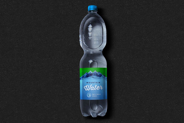 1-Liter Water Bottle Mockup Placed on the Surface in Top View