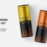 10 Shots of Energy Drink Can Mockup
