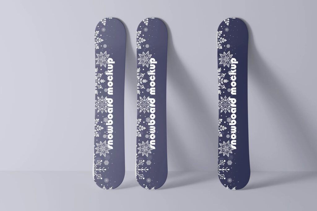 10 Snowboards Mockups in Different Sights