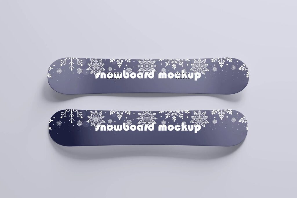 10 Snowboards Mockups in Different Sights