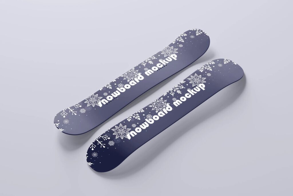 10 Snowboards Mockups in Different Sights