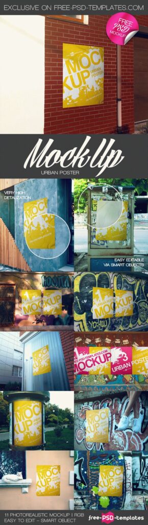 10 Street Poster Mockups in Outdoor Setting mockup preview