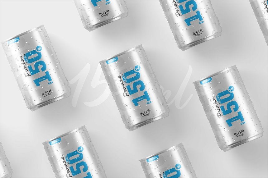 150ml Soda Can Mockup in 3 Shots