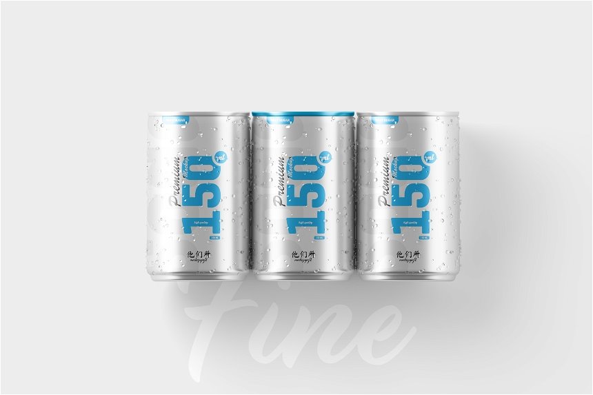 150ml Soda Can Mockup in 3 Shots
