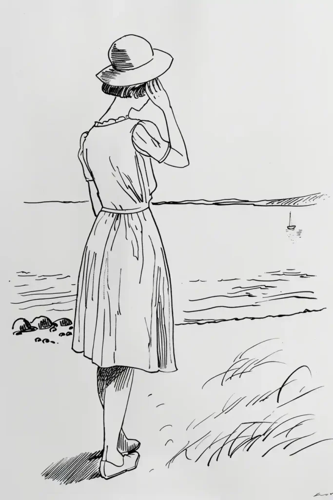 1930s Beach Girl Illustration