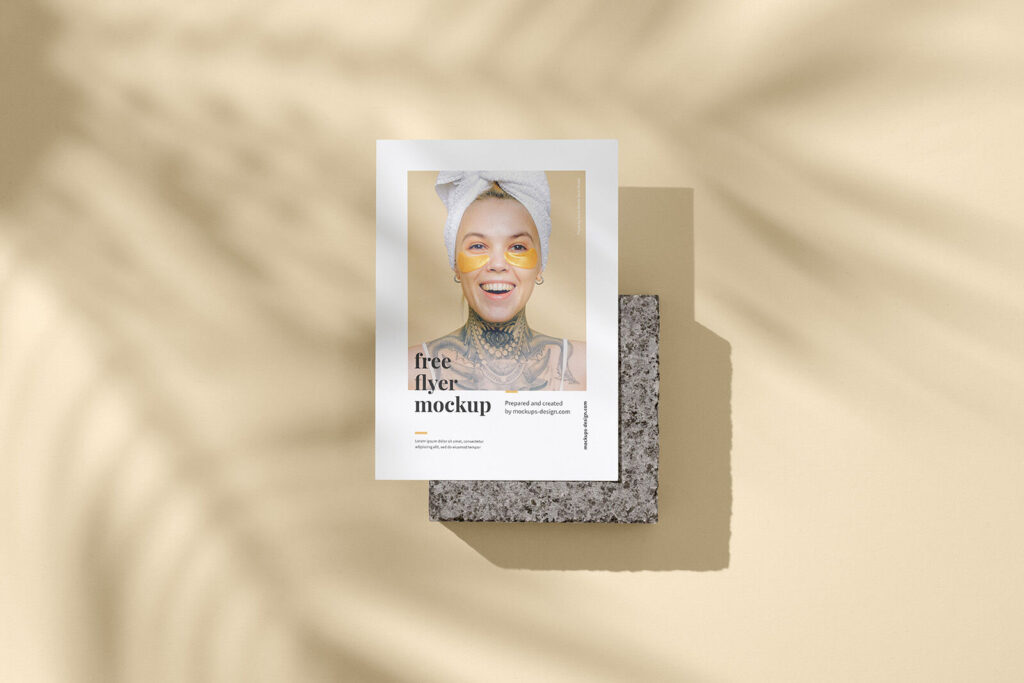 2 A6 Flyer on Marble Stone Mockups with Shadows mockup preview