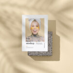 2 A6 Flyer on Marble Stone Mockups with Shadows mockup preview