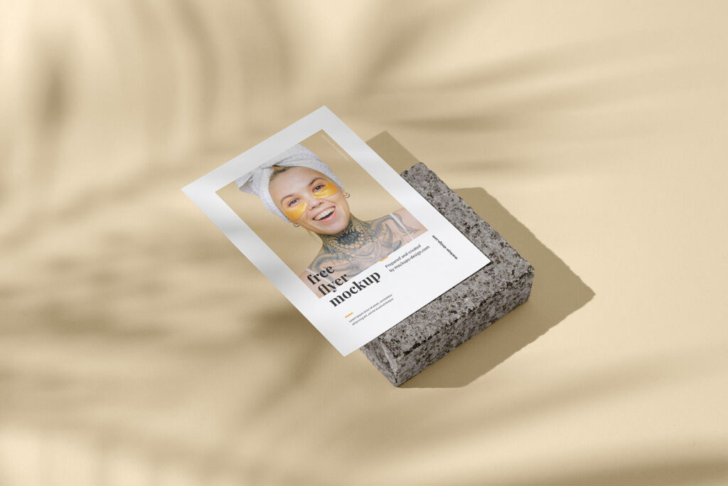 2 A6 Flyer on Marble Stone Mockups with Shadows mockup preview