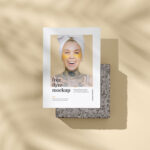 2 A6 Flyer on Marble Stone Mockups with Shadows mockup preview