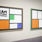 2 Art Gallery Frames Mockup on the Wall