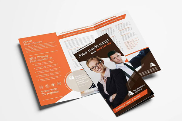 2 Black and Orange Corporate Tri-fold Brochure Templates
