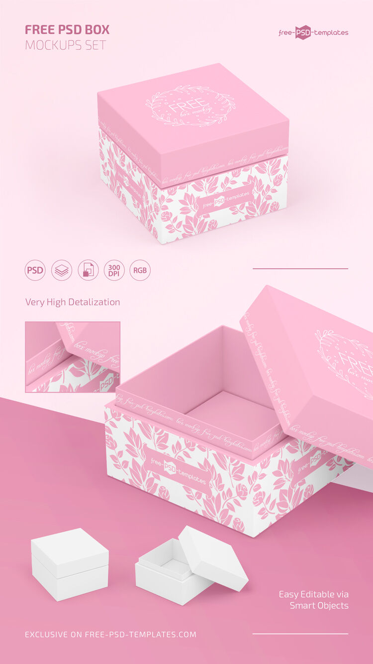 2 Box Mockups in Closed and Open Version FREE PSD