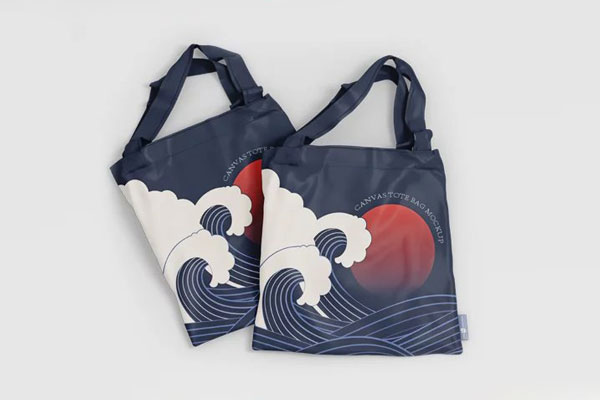 2 Canvas Tote Bag Mockups in Top Views