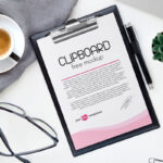 2 Clipboard Mockups with Pencil, Pins and a Cup of Coffee and Other Items