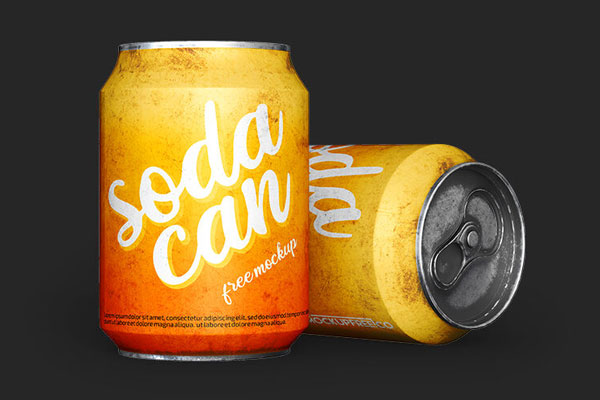 2 Close-up Shot Mockups of Soda Cans in Different Positions
