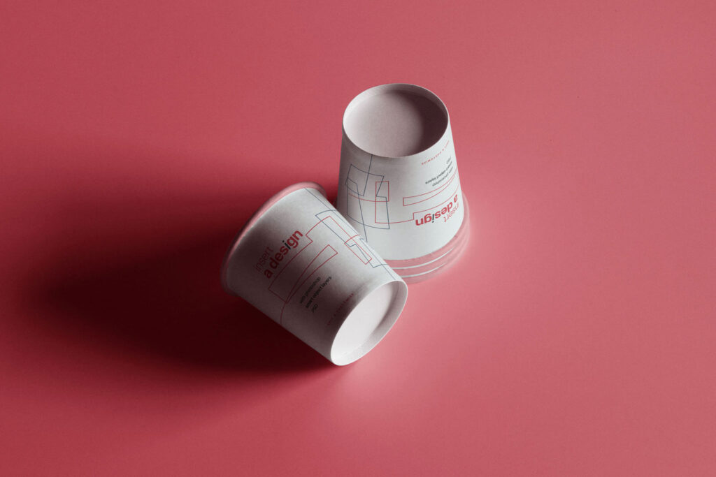 2 Coffee Cup Mockup in Facing View