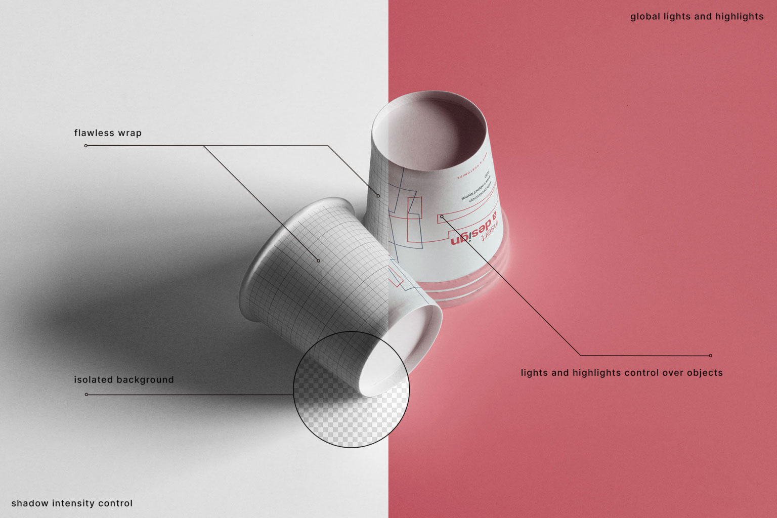 2 Free Coffee Cup Mockup in Facing View PSD Template