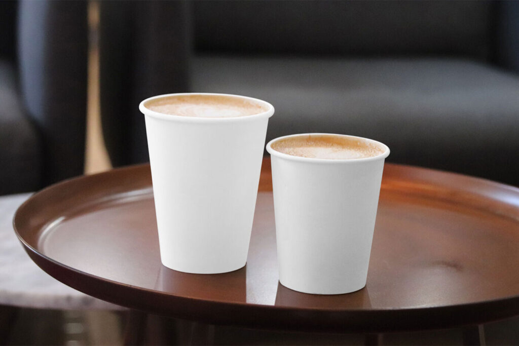 2 Coffee Cups Mockup in Tray and Dim Background
