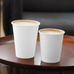 2 Coffee Cups Mockup in Tray and Dim Background