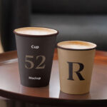 2 Coffee Cups Mockup in Tray and Dim Background