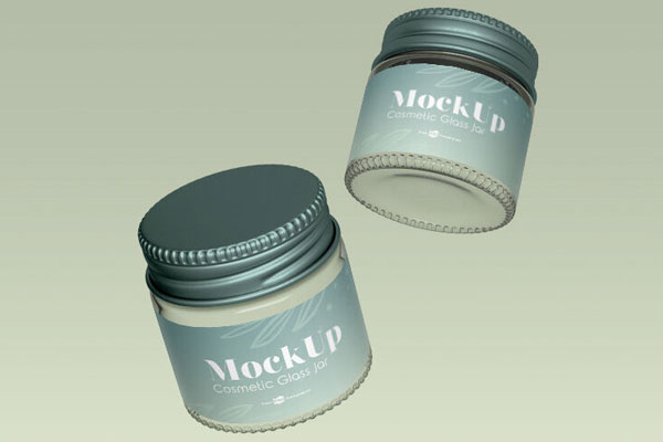 2 Cosmetic Glass Jar Mockups in Different Views