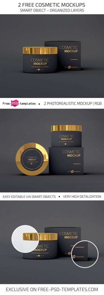 2 Cosmetic Mockups Featuring Cream Jar and the Packaging Box