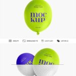 2 Different Shots of Green Balloon Mockup