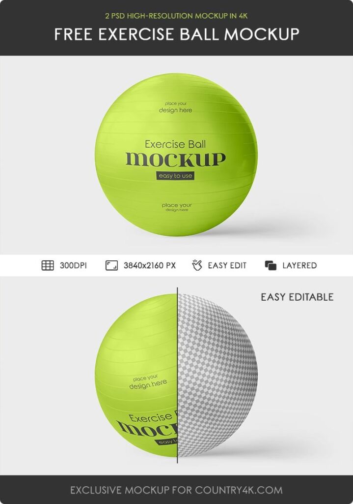 2 Different Shots of Exercise Ball Mockups mockup preview