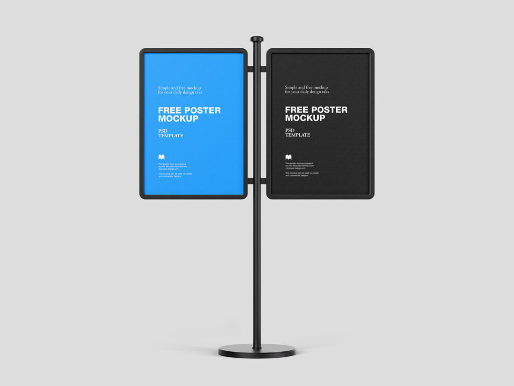 2 Double Poster Stand Mockups in Varied Sights