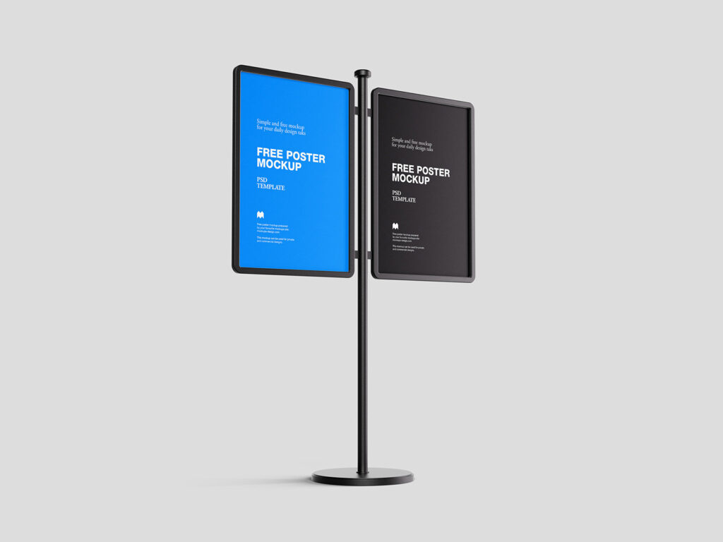 2 Double Poster Stand Mockups in Varied Sights