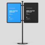 2 Double Poster Stand Mockups in Varied Sights