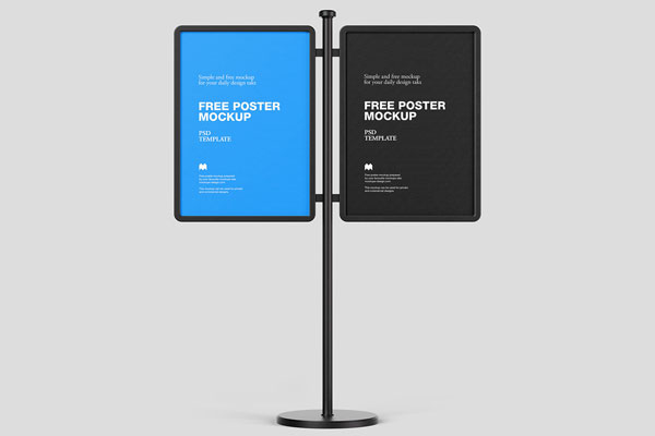 2 Double Poster Stand Mockups in Varied Sights