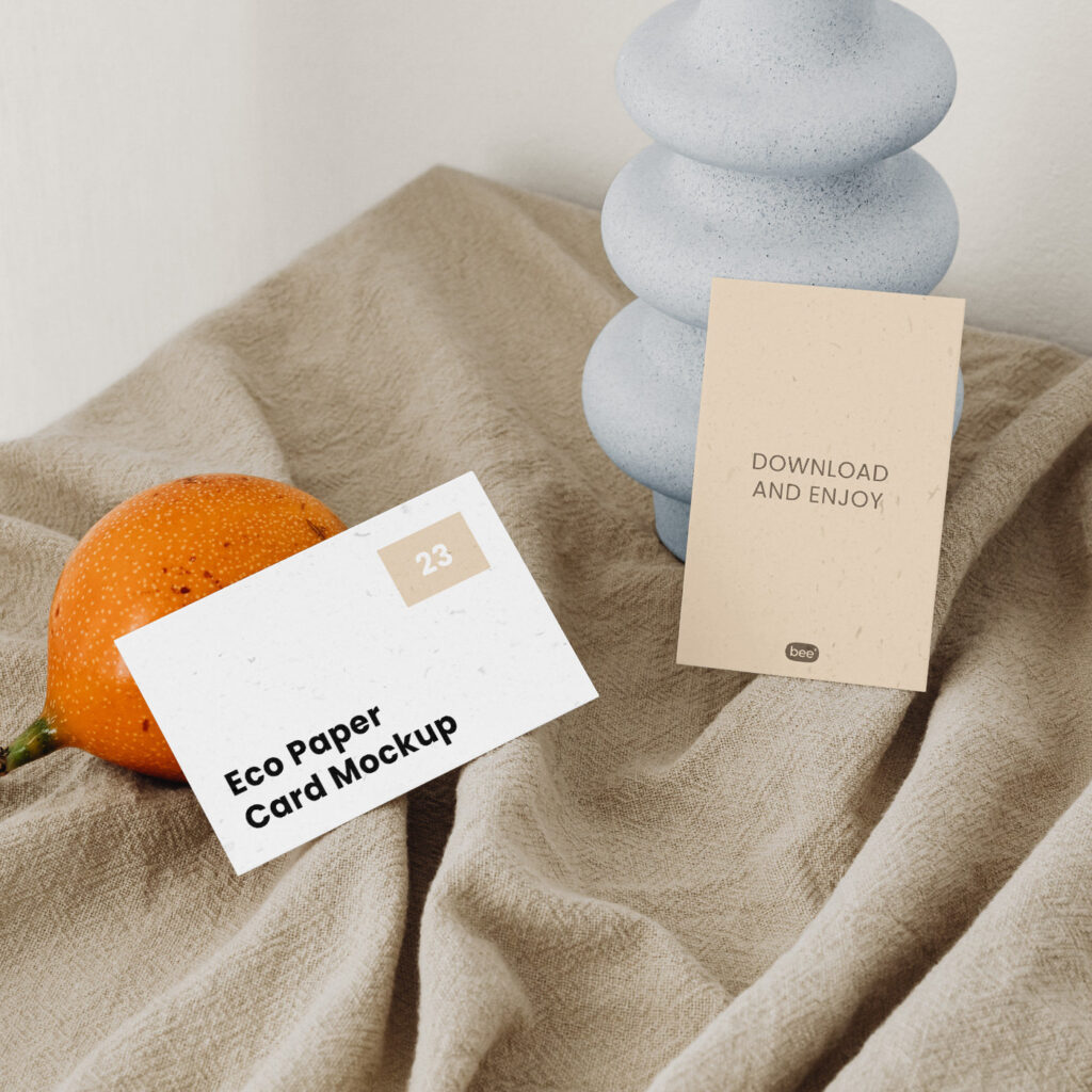 2 Eco Paper Cards Mockups in Perspective View