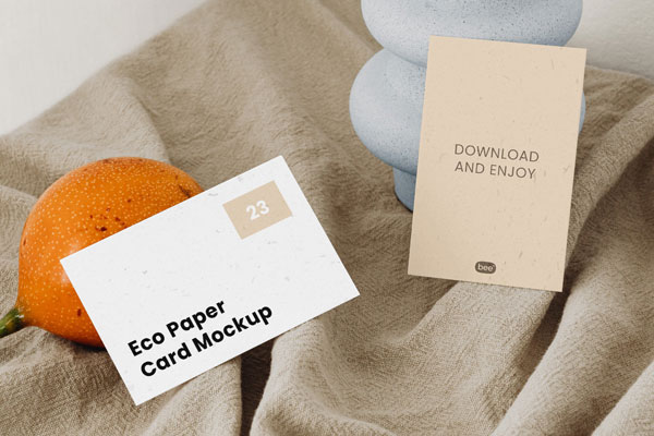 2 Eco Paper Cards Mockups in Perspective View