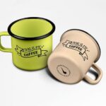 2 Enamel Mugs Mockups from Top Side View