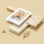 2 Floating A5 Flyer Mockups with Stone, Wood, and Plant