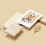 2 Floating A5 Flyer Mockups with Stone, Wood, and Plant