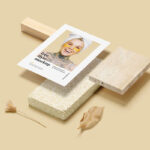 2 Floating A5 Flyer Mockups with Stone, Wood, and Plant