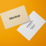 2 Floating Business Cards Mockup in Front View