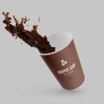 2 Floating Coffee Cup with Spilling Coffee Mockups