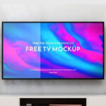 2 Front View TV Mockups with TV Stand