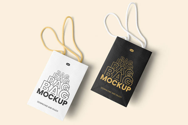2 Gift Bags on Floor Facing Up Mockup