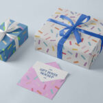 2 Gift Boxes at Different Sizes Mockup with Card and Envelope