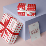 2 Gift Boxes with Vertical Business Card Mockup