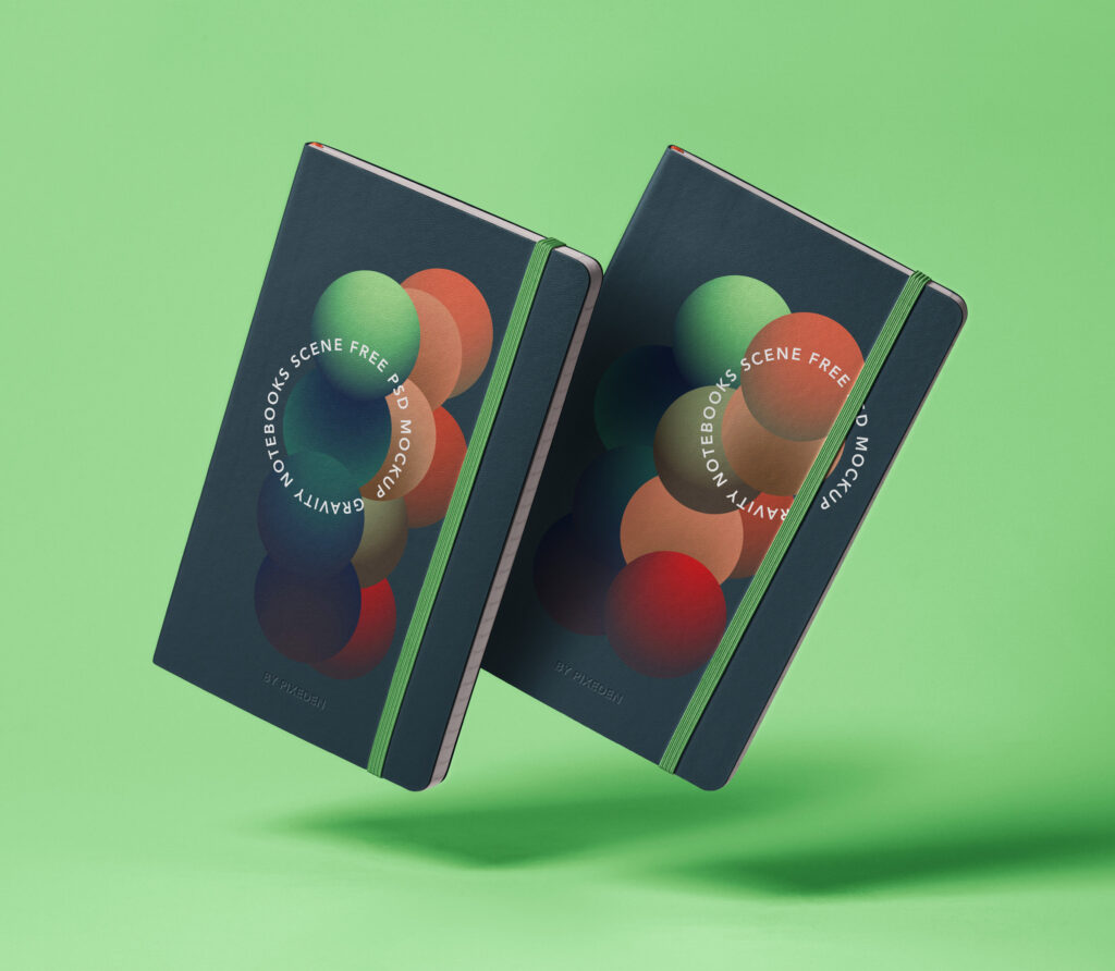 2 Gravity Falling Notebooks Mockup in Perspective View