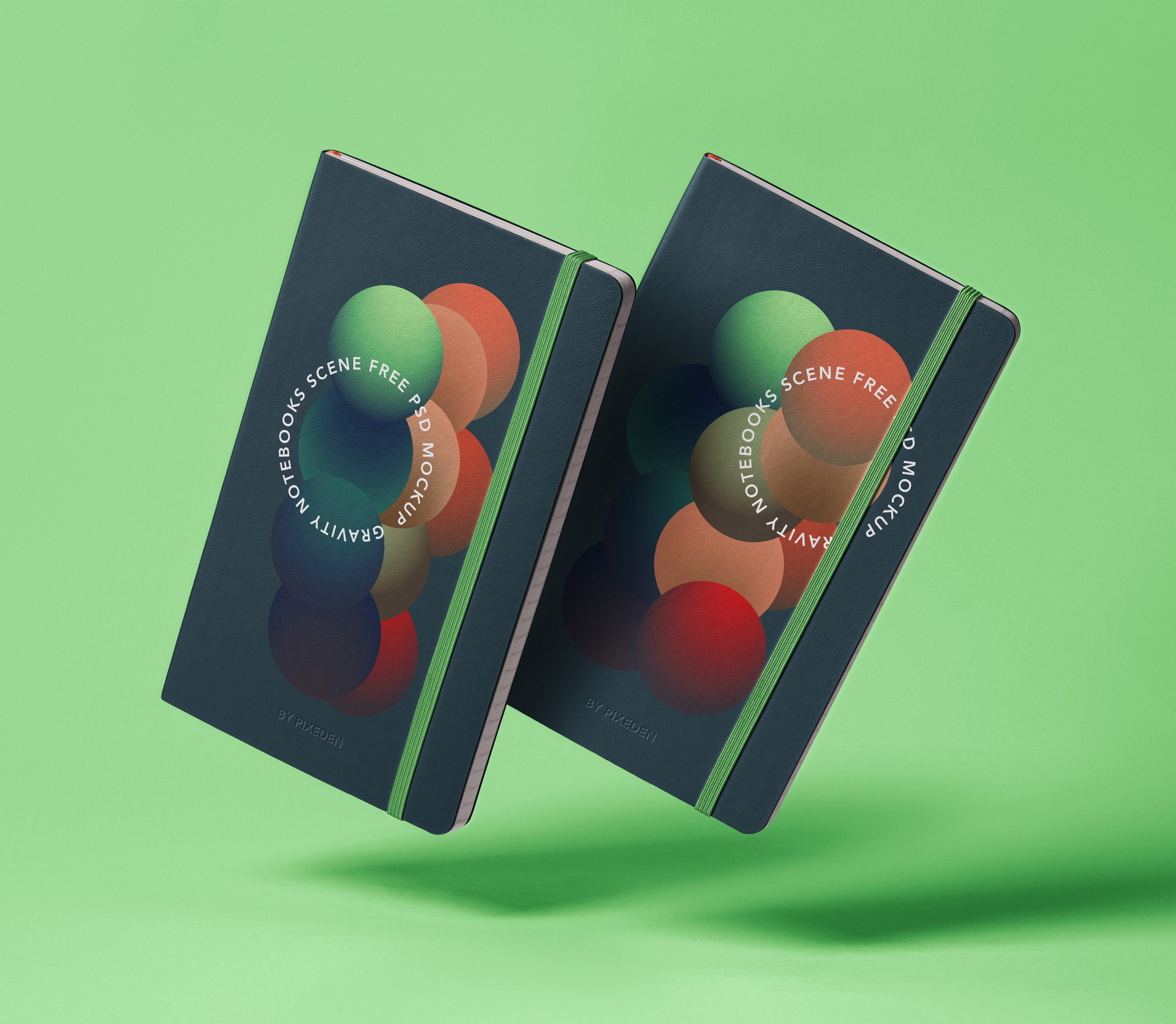 2 Gravity Falling Notebooks Mockup in Perspective View FREE PSD